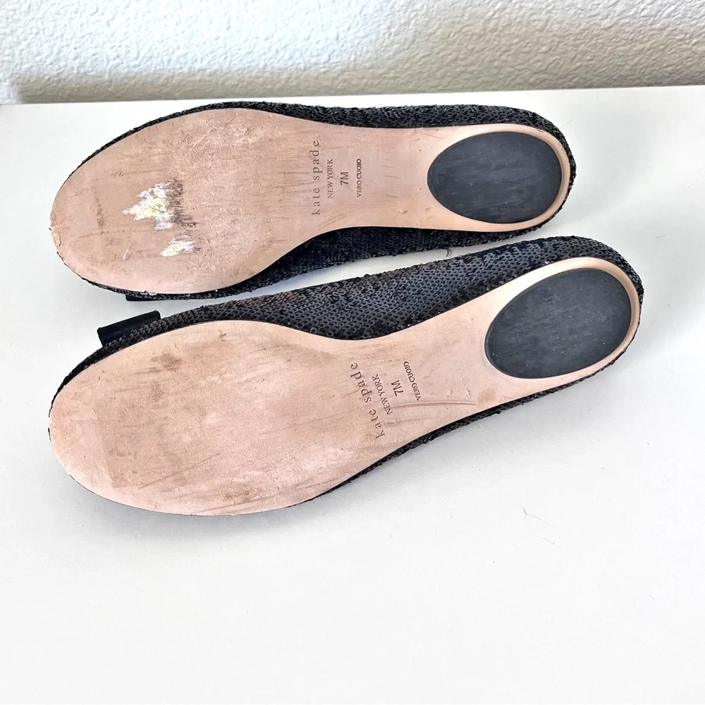Kate Spade Black Sequin Rounded Toe Ballet Flats Size 7